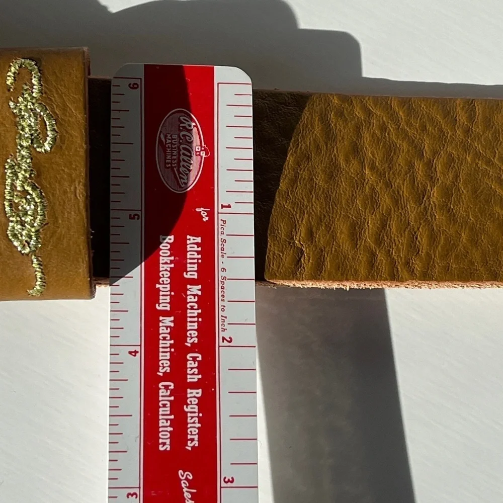 Ed Hardy Leather Belt Yellow Rose Tattoo Buckle Adjustable Size L Vintage Style